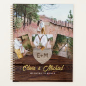 ウッド素朴婚約したカップルBride-2-Bフォトコラージュ プランナー手帳 (正面)