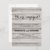 ウッド素朴婚約パーティ招待 インビテーションポストカード (正面/裏面)