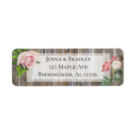 ウッド素朴差出人住所ラベルホワイトローズ ラベル