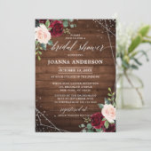 ウッド素朴幾何ブルゴーニュブライダルシャワー 招待状 (スタンド正面)