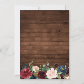 ウッド素朴幾何ブルゴーニュブライダルシャワー 招待状 (裏面)