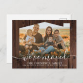 ウッド素朴引っ越しました新しいホームフォトムービング 案内ポストカード (正面/裏面)