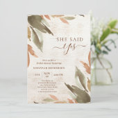 ウッド素朴彼女はYes緑のブライダルシャワーと言った 招待状 (スタンド正面)