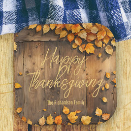 ウッド素朴感謝祭の紅葉 ペーパープレート