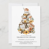 ウッド素朴感謝祭ディナー招待状 招待状 (正面)