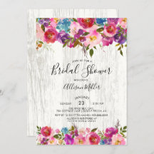 ウッド素朴春フローラブライダルシャワー招待