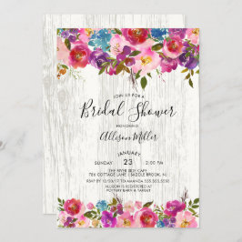 ウッド素朴春フローラブライダルシャワー招待 招待状