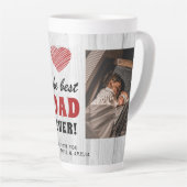 ウッド素朴最高のパパエバー赤いハート2写真 カフェラテマグ (右アングル)