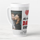 ウッド素朴最高のパパエバー赤いハート2写真 カフェラテマグ (左アングル)