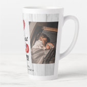 ウッド素朴最高のパパエバー赤いハート2写真 カフェラテマグ (右)