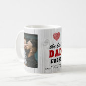 ウッド素朴最高のパパエバー赤いハート2写真 コーヒーマグカップ (正面左)