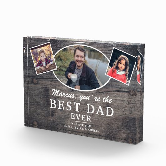 ウッド素朴最高のパパ永遠の父日 フォトブロック (右)