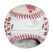 ウッド素朴最高のパパ父の日フォトコラージュ 野球ボール (裏面)