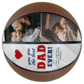 ウッド素朴最高のパパ赤いハート父の日の写真 バスケットボール (正面)