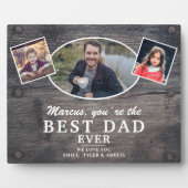 ウッド素朴最高のパパ2子供たち写真父の日 フォトプラーク (正面)