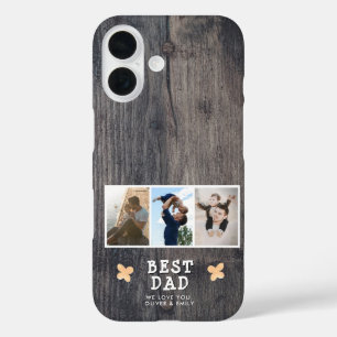 ウッド素朴最高のパパ3 Photo Collage Keepsake iPhone 16ケース