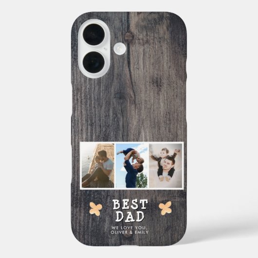 ウッド素朴最高のパパ3 Photo Collage Keepsake Case-Mate iPhoneケース (裏面)