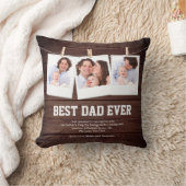 ウッド素朴最高のパパEver 3 Photo Collage クッション (ブランケット)