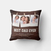 ウッド素朴最高のパパEver 3 Photo Collage クッション (裏面)