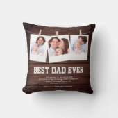 ウッド素朴最高のパパEver 3 Photo Collage クッション (正面)
