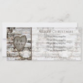 ウッド素朴樺の木バークハートファミリー写真クリスマス (裏面)