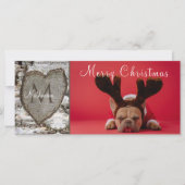 ウッド素朴樺の木バークハートファミリー写真クリスマス (正面)