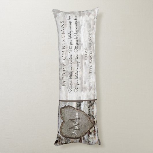 ウッド素朴樺の木バークハートファミリー写真クリスマス ボディピロー (裏面 (縦))