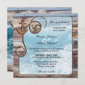 ウッド素朴海航海の結婚式招待状 招待状 (正面/裏面)