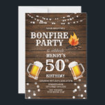 ウッド素朴焚き火パーティービール50誕生日 招待状<br><div class="desc">EDITABLE 素朴 Wood Bonfireパーティービール50th誕生日招待状ストリングライツエレガントライツビールテーマ誕生日パーティー招待状</div>