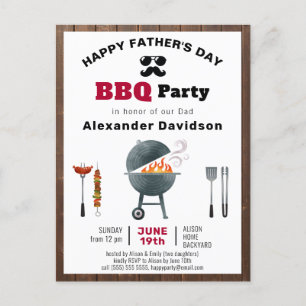 ウッド素朴父の日の写真BBQ招待状 ポストカード