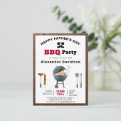 ウッド素朴父の日の写真BBQ招待状 ポストカード (スタンド正面)