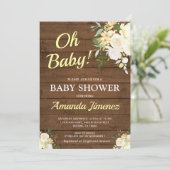 ウッド素朴男女兼用フローラシック赤ちゃんシャワー 招待状 (スタンド正面)