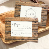 ウッド素朴白黒アイボリーエレガントウェディングRSVP 出欠カード