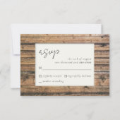 ウッド素朴白黒アイボリーエレガントウェディングRSVP 出欠カード (正面)
