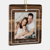ウッド素朴私たちの初めてのクリスマス2 Photo セラミックオーナメント (右)