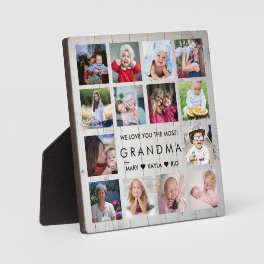 ウッド素朴私たちはおばあちゃん大好き14フォトコラージュ フォトプラーク (正面)
