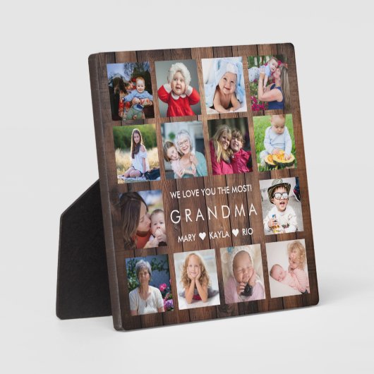 ウッド素朴私たちはおばあちゃん大好き14フォトコラージュ フォトプラーク (正面)