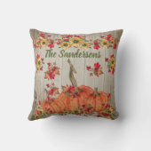 ウッド素朴秋ひまわりカボチャ紅葉 クッション (裏面)