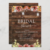 ウッド素朴秋ひまわりブライダルシャワー 招待状 (正面/裏面)