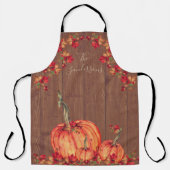 ウッド素朴秋オレンジカボチャ紅葉4月 エプロン (正面)