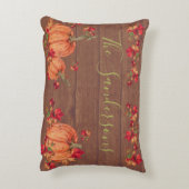 ウッド素朴秋オレンジカボチャ紅葉AC アクセントクッション (裏面(縦))