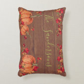 ウッド素朴秋オレンジカボチャ紅葉AC アクセントクッション (正面(垂直))