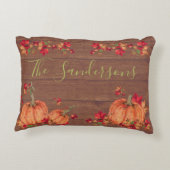 ウッド素朴秋オレンジカボチャ紅葉AC アクセントクッション (裏面)