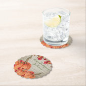 ウッド素朴秋オレンジカボチャ紅葉Be ペーパーコースター (インサイチュ)