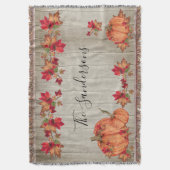 ウッド素朴秋オレンジカボチャ紅葉Thr スローブランケット (正面縦)