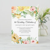 ウッド素朴秋カラー赤面イエローピーチフローラ 招待状 (スタンド正面)