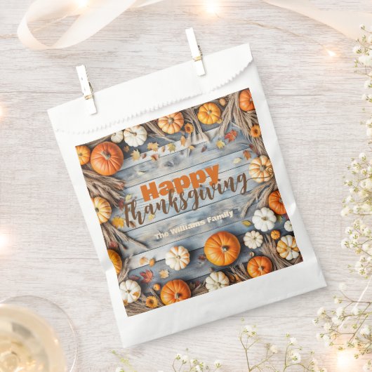ウッド素朴秋パンプキンスと離れ感謝祭 フェイバーバッグ (クリップ留めされた状態)