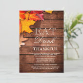 ウッド素朴秋メープルサンクスギビングディナーパーティー 招待状 (スタンド正面)