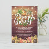 ウッド素朴秋メープルサンクスギビングディナーパーティー 招待状 (スタンド正面)