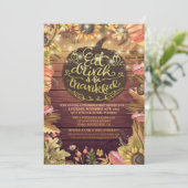 ウッド素朴秋メープルサンクスギビングディナーパーティー 招待状 (スタンド正面)